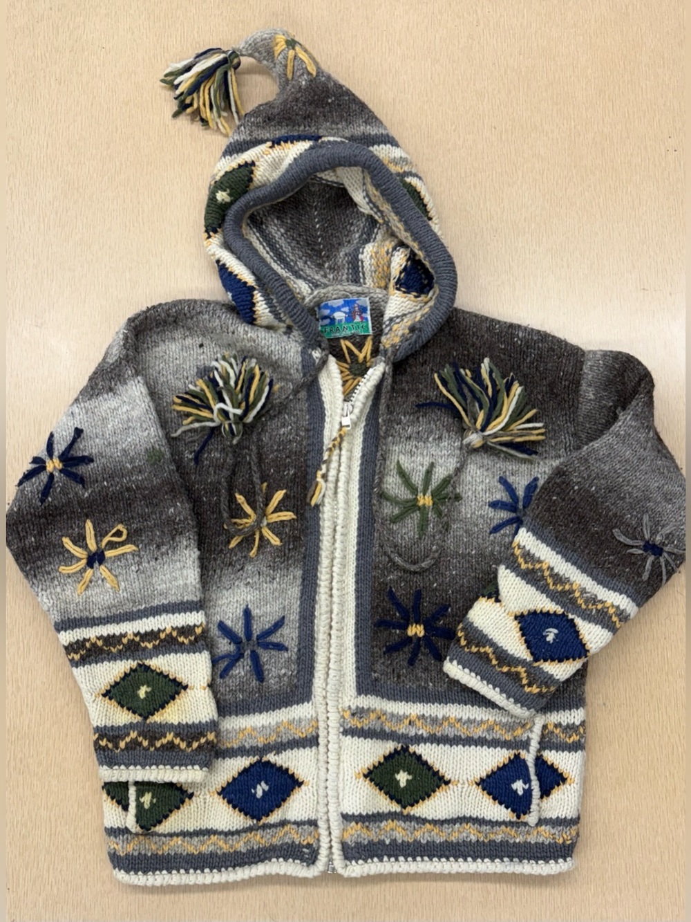 Vintage Frantic hand made zip up sweater